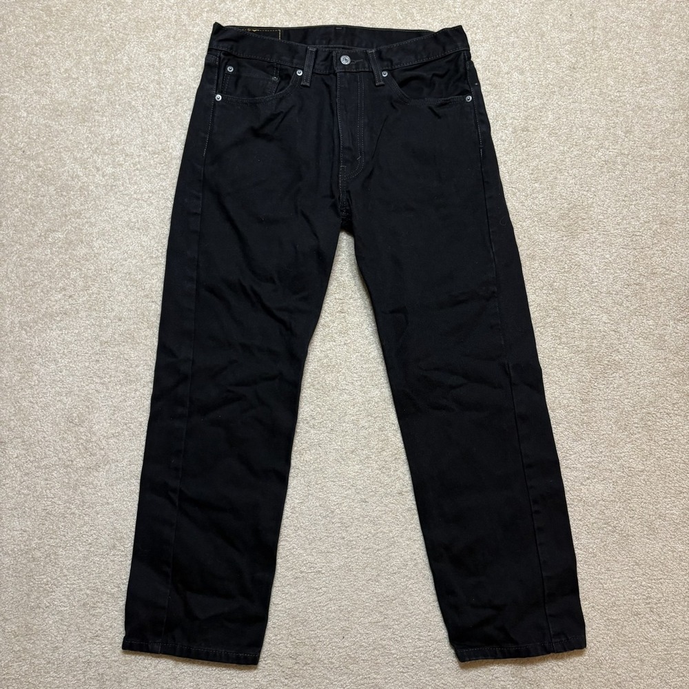 Levis 505 Jeans Mens 33x29 Black Regular Fit Straight Leg Denim Pants Casual